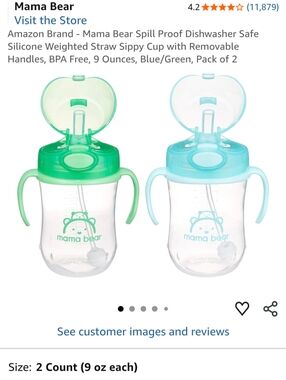 4 for 25🔥 NEW Mama Bear Sippy Straw Cups (2-pack)